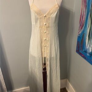 Vtg G’s womens M long sheer lace peignoir lingerie made in USA gown